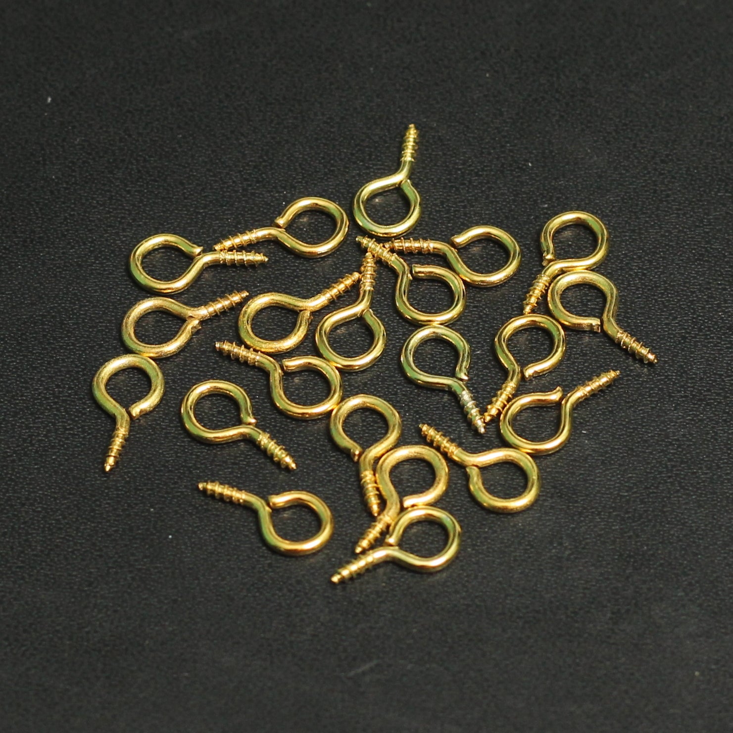 12x6mm Mini Screw Eye Pin Hooks Golden