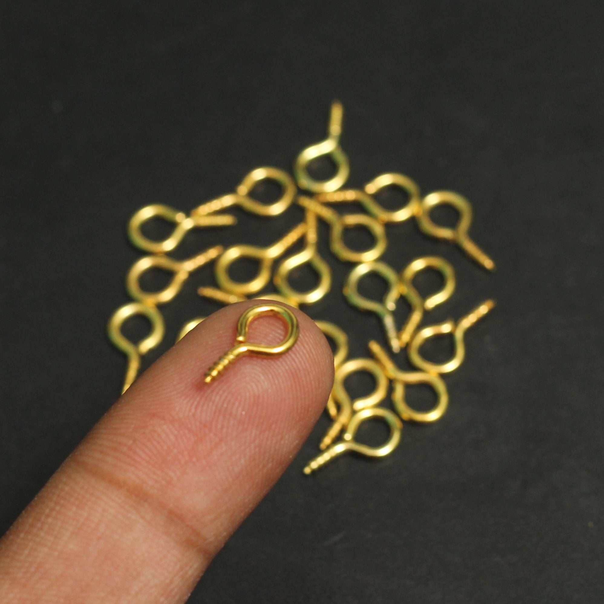 12x6mm Mini Screw Eye Pin Hooks Golden