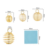 30Pcs 3 Style Round Iron Wire Pendants, Spiral Bead Cage Pendants