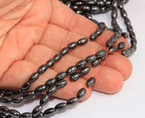 1 String Hematite Beads Oval Black 5x4mm