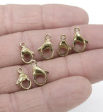 25 Pcs, 14mm Brass Lobster Claw Clasp Golden