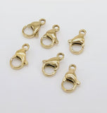 25 Pcs, 14mm Brass Lobster Claw Clasp Golden