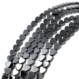 1 String Hematite Heart Shaped Beads Black
