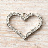 10 Pcs AD Heart Charms Silver 22x22mm