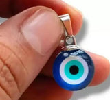 10 Pcs Glass Evil Eye Round Charms Blue 19x15mm