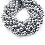 1 String Hematite Beads Round Silver 4mm