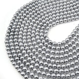1 String Hematite Beads Round Silver 4mm