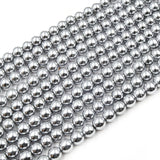 1 String Hematite Beads Round Silver 4mm