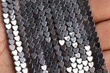 1 String Hematite Heart Shaped Beads Black