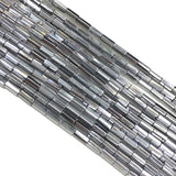 1 String Hematite Beads Hexa Tube Silver 5x3mm