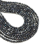 1 String Hematite Faceted Round Beads Black 3mm