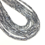 1 String Hematite Beads Hexa Tube Silver 5x3mm