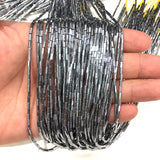 1 String Hematite Beads Hexa Tube Silver 5x3mm