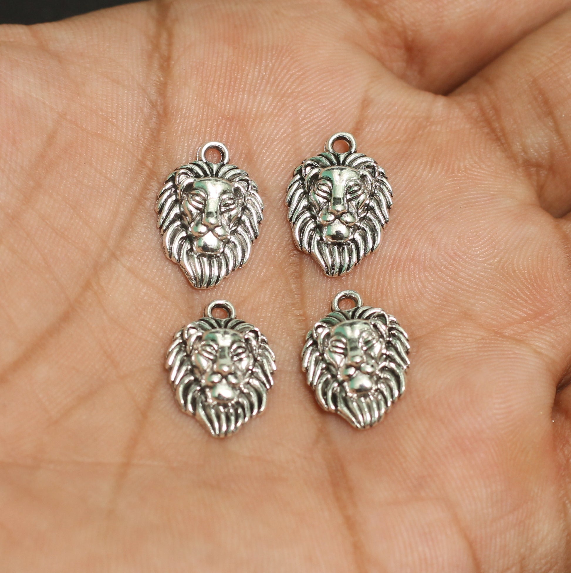 16x12mm German Silver Lion Face Charms