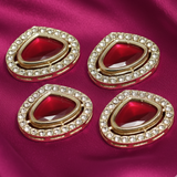 4 Pcs, 25x20mm AD Stone Kundan Spacer Connectors Golden