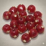 20 pcs 12mm Glass Kundan Beads Round