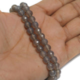1 String 7mm Grey Faceted Round Gemstone Beads