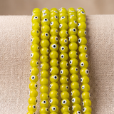 1 String 8mm Evil Eye Glass Round Beads