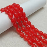 2 Strings 10x8mm Plain Glass Oval Beads