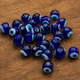 50 Pcs 6mm Evil Eye Glass Round Beads Blue