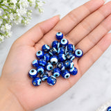50 Pcs 8x4mm Glass Evil Eye Disc Beads Blue