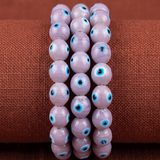 1 String, 14x12mm Purple Evil Eye Glass Beads Oval