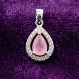 92.5 Sterling Silver Pink Teardrop  Pendant