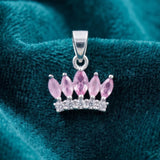 92.5 Sterling Silver Pink Crown Pendant