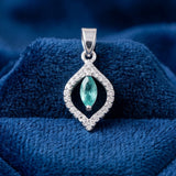 92.5 Sterling Silver Aqua Leaf Pendant