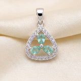 92.5 Sterling Silver Aqua Trinity Pendant