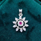 92.5 Sterling Silver Ruby Sunburst Pendant