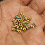 4mm Turquoise Rhinestone Disc Spacer Beads