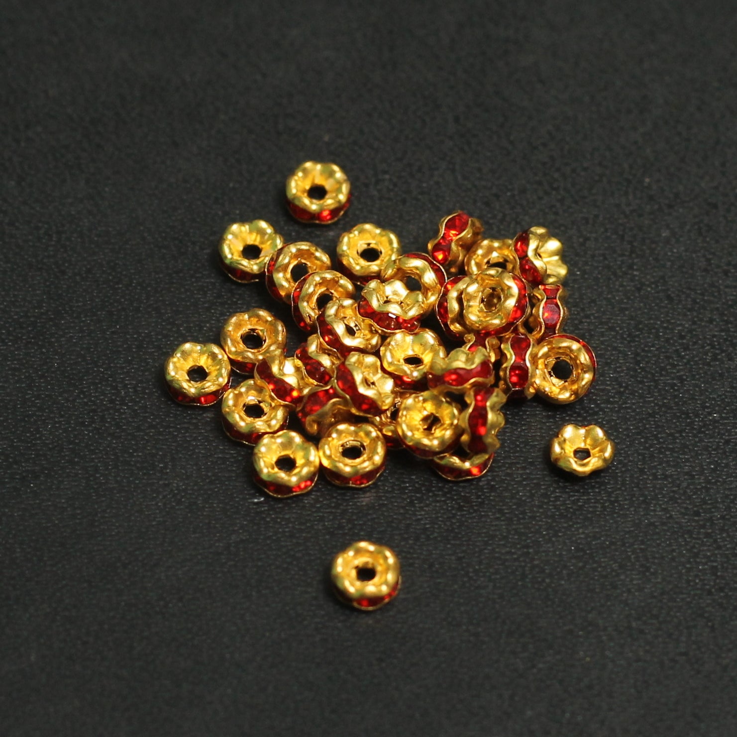 4mm Red Rhinestone Disc Spacer Beads