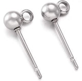 50 Pcs 4,6,8mm Ball, Steel Ball Earring Studs