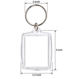 5 Pcs Rectangular Photo Keychain Blank with Ring
