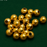 50 Pcs Golden Round Hollow Metal Beads 8x10mm