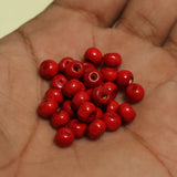 200 Pcs, 5x6mm Tyre Wooden Beads Red