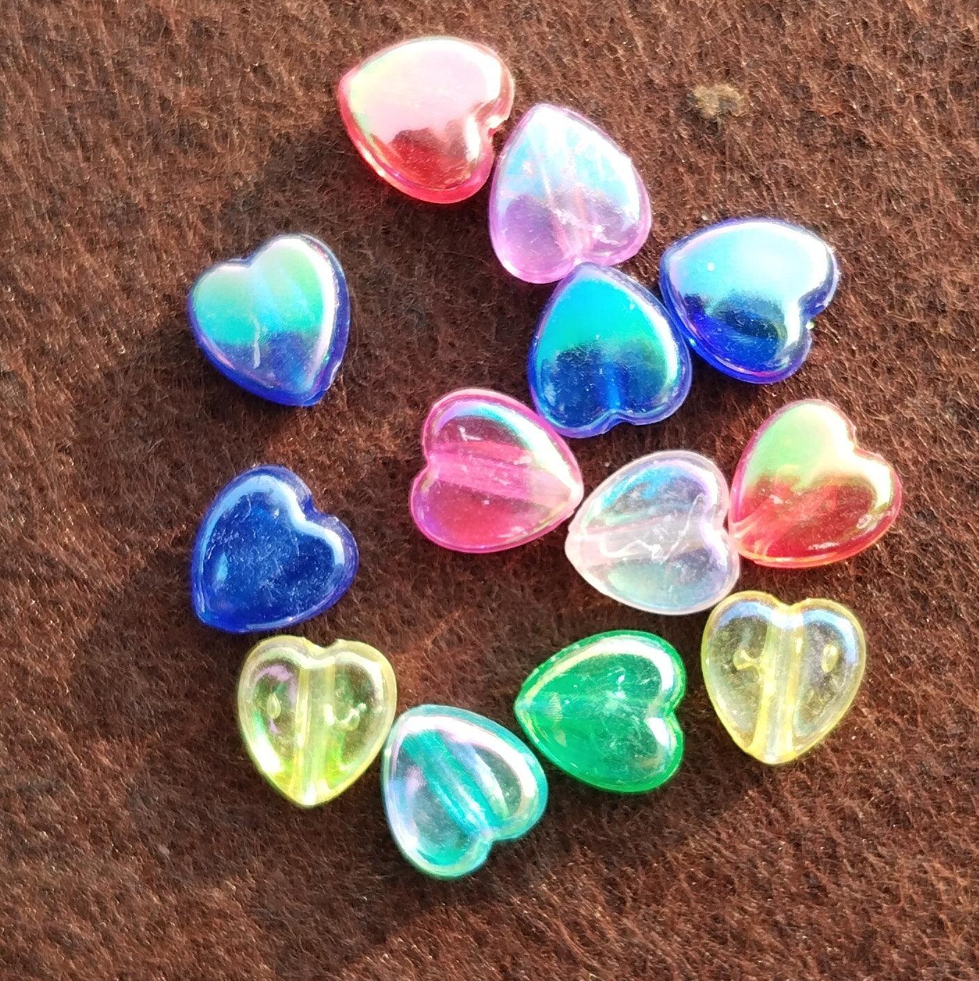 100 GM, 8mm Multi Heart Acrylic Beads_acrb-391-4
