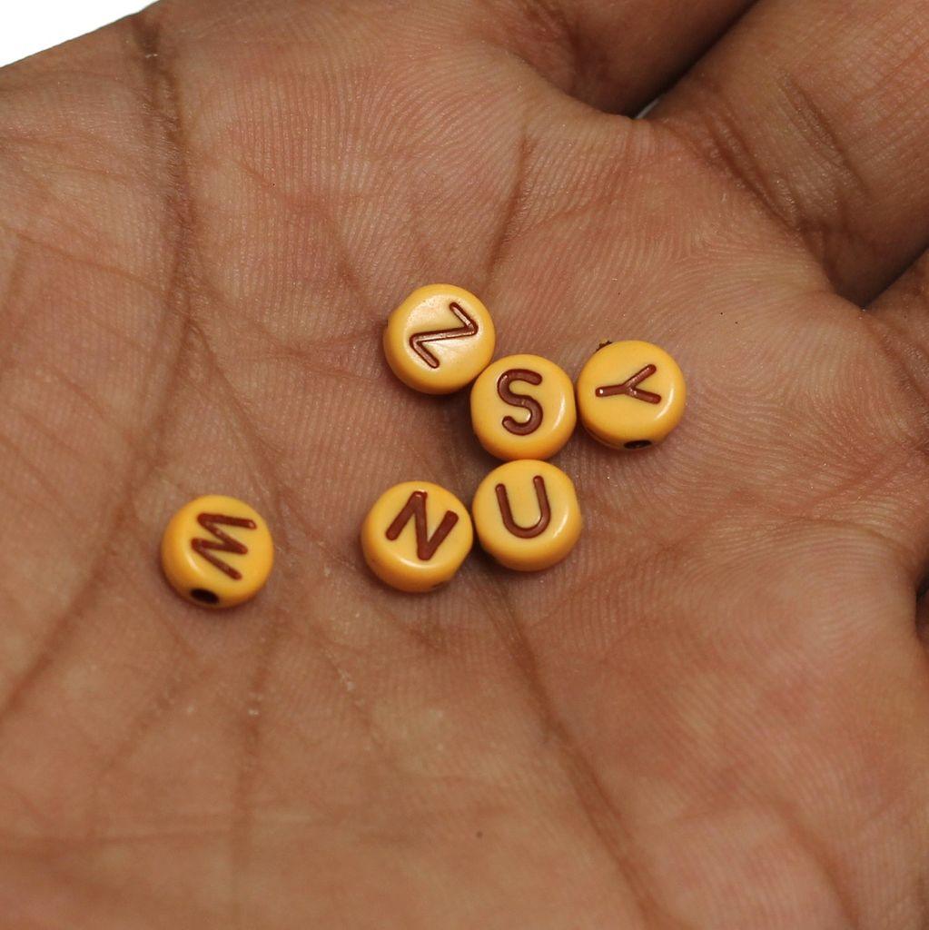 100 gm, 6mm Acrylic Round A to Z Alphabet Letter Beads_ALP-23_2