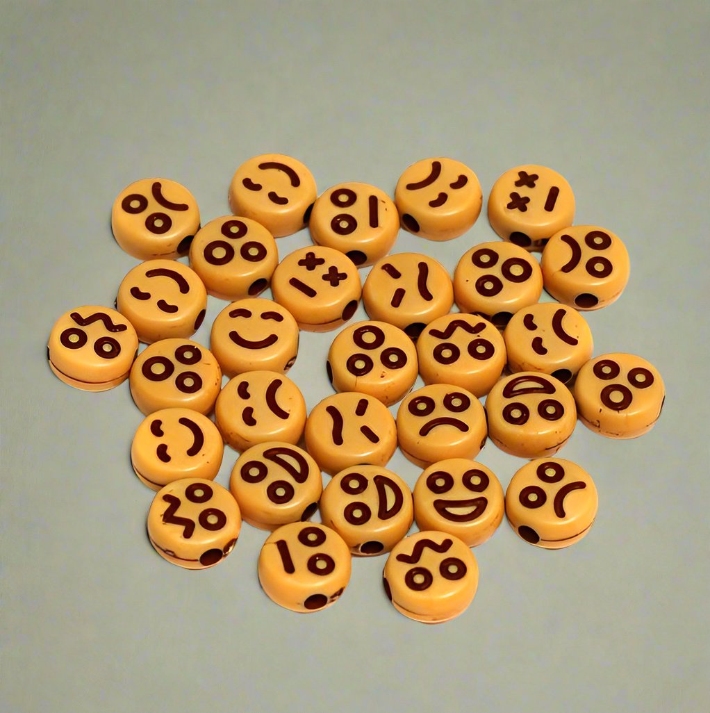 100 gm, 9mm Acrylic Round Smiley Beads_ALP-24_1