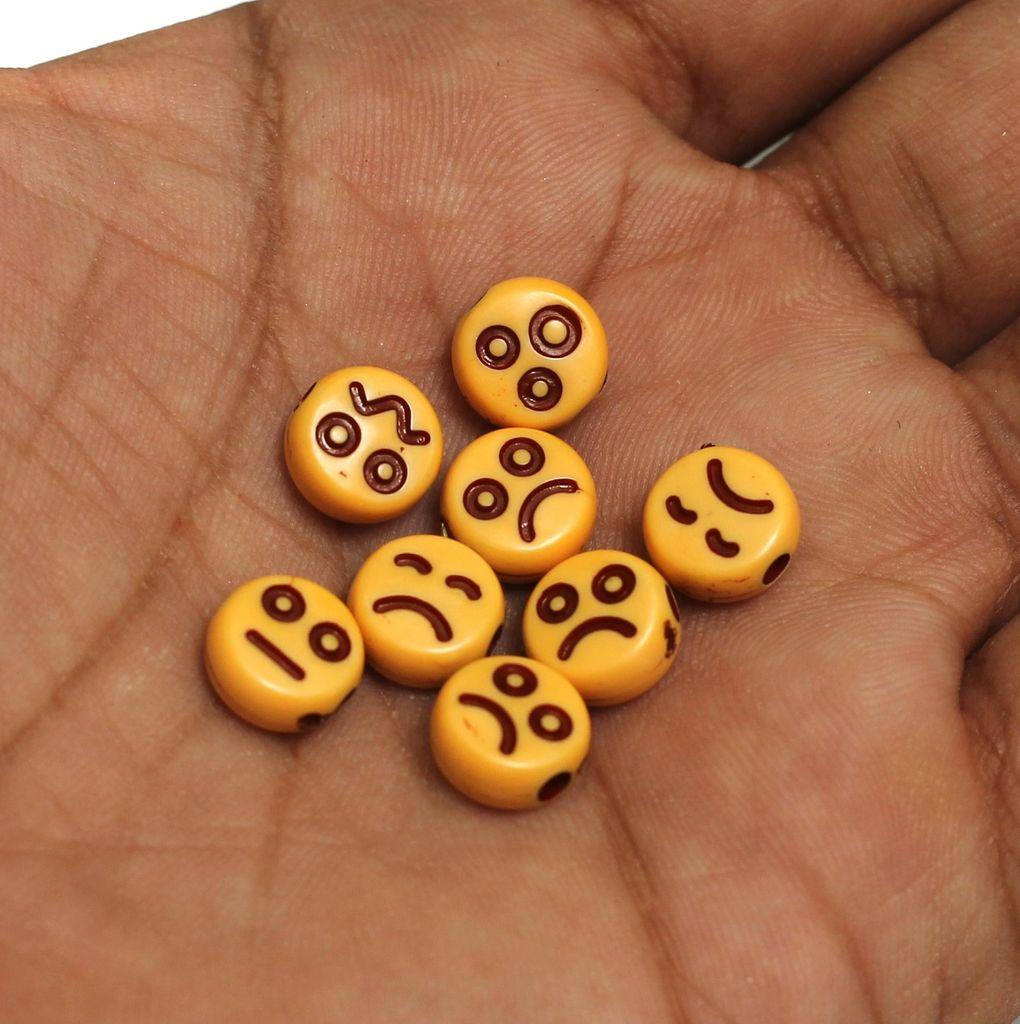 100 gm, 9mm Acrylic Round Smiley Beads_ALP-24_2