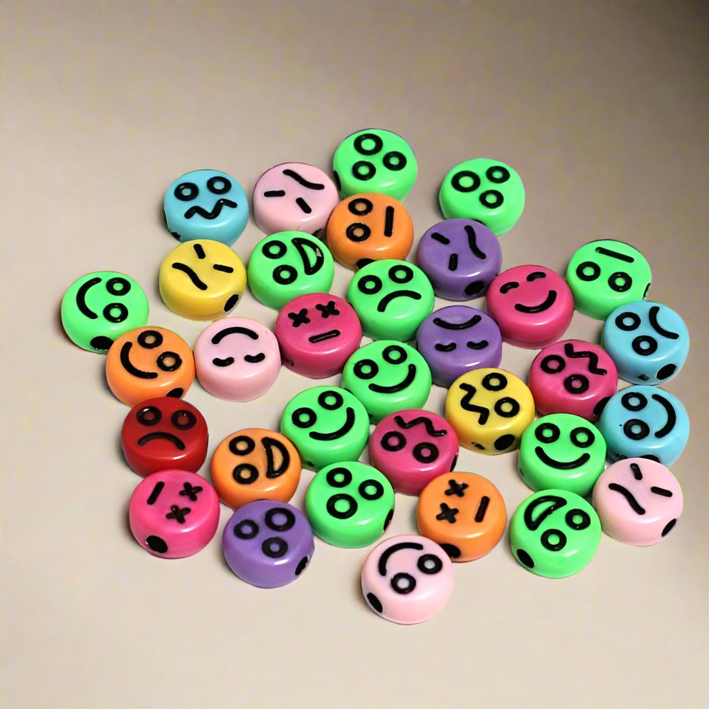 100 gm, 9mm Acrylic Round Smiley Beads_ALP-25_1