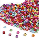 100 gm, Acrylic Round A to Z Alphabet Letter Beads Multicolor 6mm