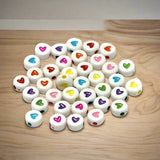 100 gm, Acrylic Round Heart Beads Multicolor 6mm_ALP-19