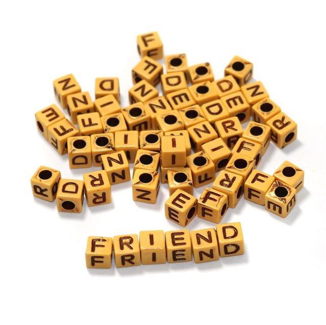 100 gm, FRIEND Acrylic Alphabet Beads 6mm_ALP-16