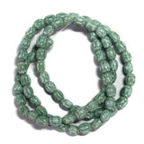 70+ Chevron Oval Beads Green 4x6mm