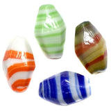 20 Swirl Lozenge Beads Assorted 30x16mm