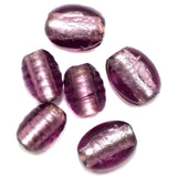 20 Pcs Silver Foil Oval Beads Purple 16x12mm