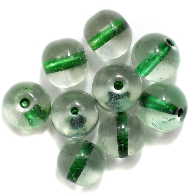 140+ Glass Round Beads Inside Color Green 8mm