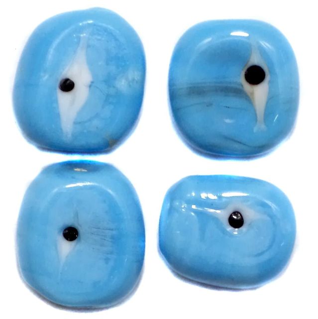 50+ Eye Disc Beads Turquoise 18x16mm